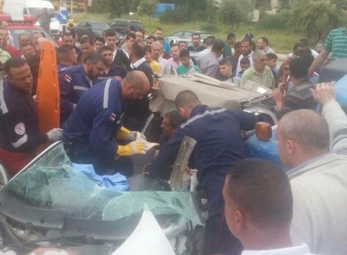 إصابة 6 مواطنين بحادث سير شرق نابلس