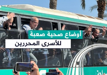 أوضاع صحية صعبة للأسرى المحررين في مستشفى المعمداني بمدينة غزة.