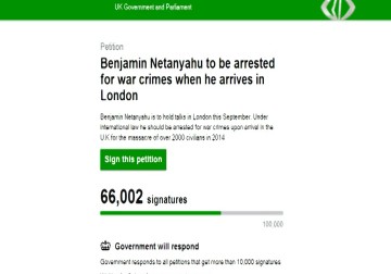 66 ألف موقع على عريضة تدعو لاعتقال نتنياهو فور وصوله إلى لندن – 17 – 8 – 2015 – زينب هاشم