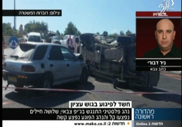 إصابة 3 جنودٍ إسرائيليين ومواطن فلسطيني إثر اصطدام سيارته بمركبة عسكرية بالخليل - هادي خزعل - 6 - 7 - 2016