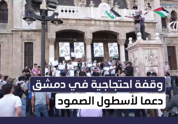 وقفة احتجاجية في ساحة الحجاز بالعاصمة السورية دمشق دعما لغزة ولأسطول الصمود
