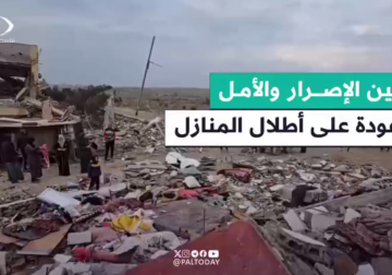 إصرار على العودة لمنازلها المدمرة.. مراسل فلسطين اليوم أسامة الدحدوح يواكب الأسر الفلسطينية لحظة تفقدها بيوتها المدمرة في منطقة جحر الديك شمال شرق المحافظة الوسطى.