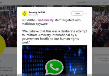  تقرير| أمنستي يعلن تعرض أحد موظفيها للتجسس من قبل شركة برمجة إسرائيلية 