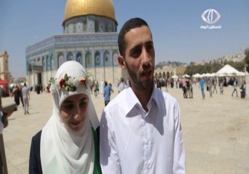 عروسان من الضفة الغربية يعقدان قرانهما في المسجد الأقصى المبارك  - 8 - 7 - 2015 - ليبية شريفة
