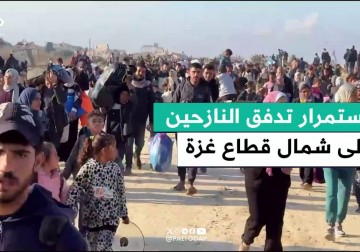  سيل بشري نحو الشمال.. مراسل فلسطين اليوم خميس أبو حصيرة يواكب تدفق النازحين إلى مدينة غزة.