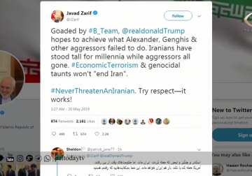 تقرير | ظريف يرد على تهديدات ترامب بنهاية إيران بالتأكيد أن الإدرة الأمريكية لا قدرة لها على تدمير بلاده