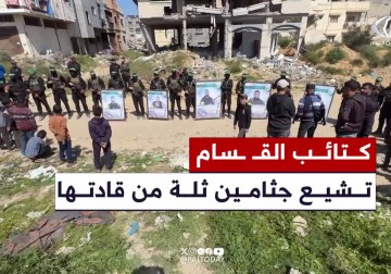 كتائب القسام تشيع ثلة من قادتها الشهداء إلى مثواهم الأخير في مقبرة الشيخ رضوان غرب مدينة غزة.