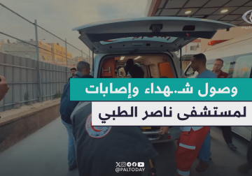 وصول شهداء وجرحى إلى مستشفى ناصر الطبي 