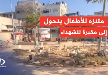 متنزه للأطفال يتحول إلى مقبرة في مخيم الشاطئ غرب مدينة غزة.