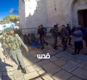 مشاهد توثق اعتداء جنود الاحتلال على فلسطيني قرب باب العمود