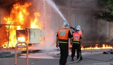 غزة... اصابات جراء حريق برفح