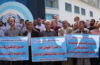 إضراب شامل في مؤسسات الأونروا بمحافظة شمال غزة 